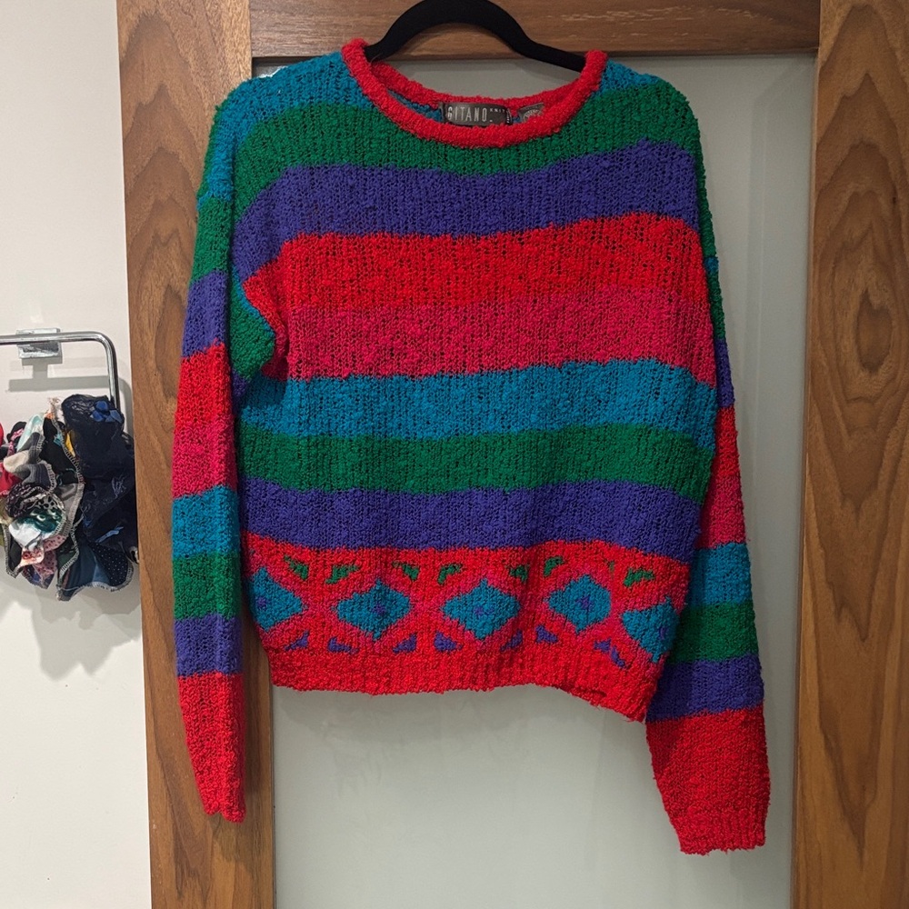 Vintage Gitano Multicolor Striped Knit Sweater